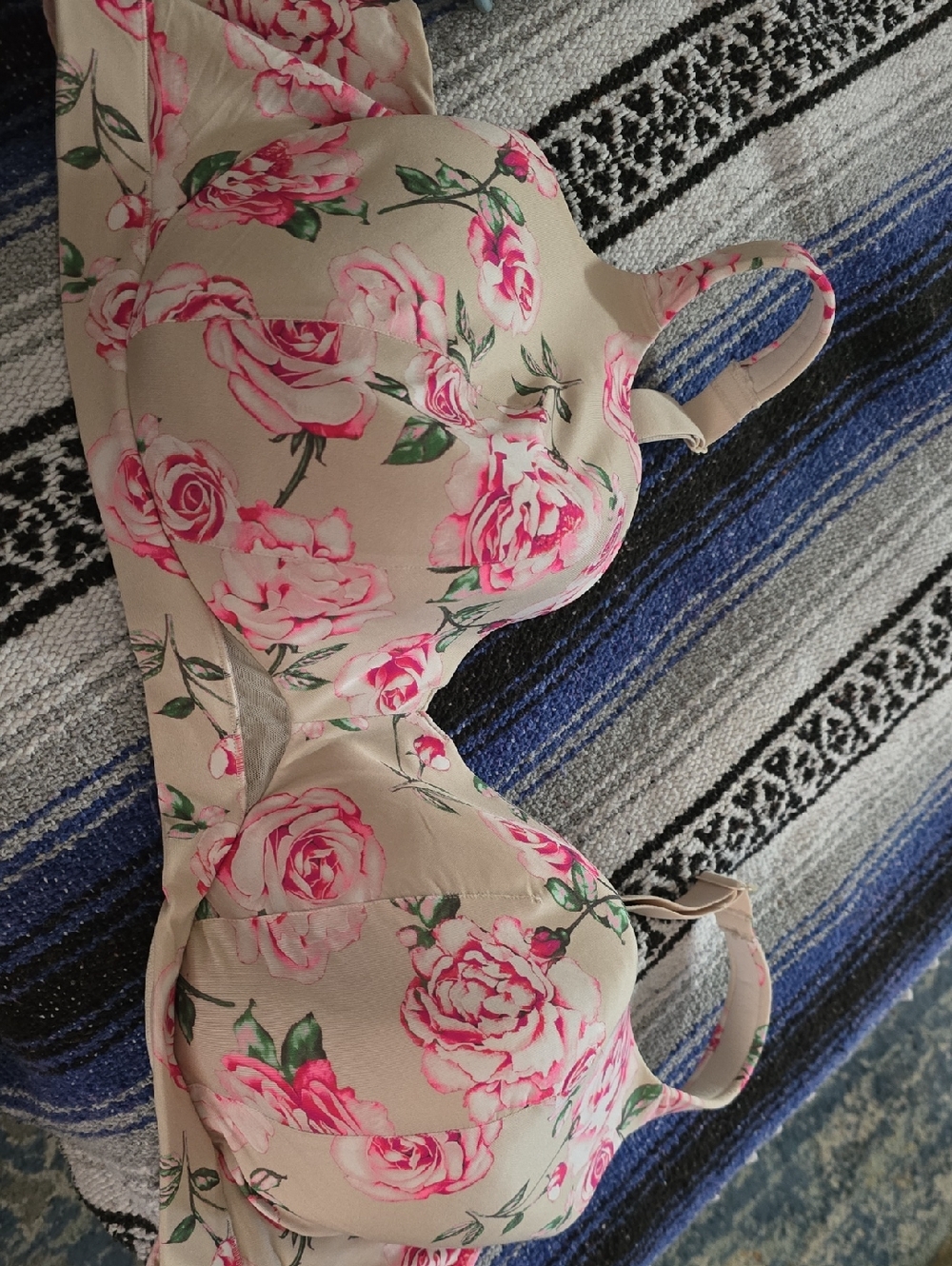 Cacique Floral Underwire Bra in Cream and Pink